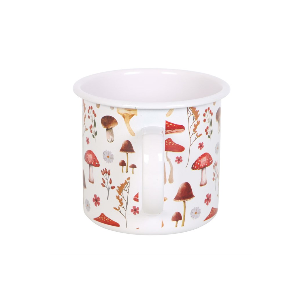 All Over Mushroom Print Enamel Mug