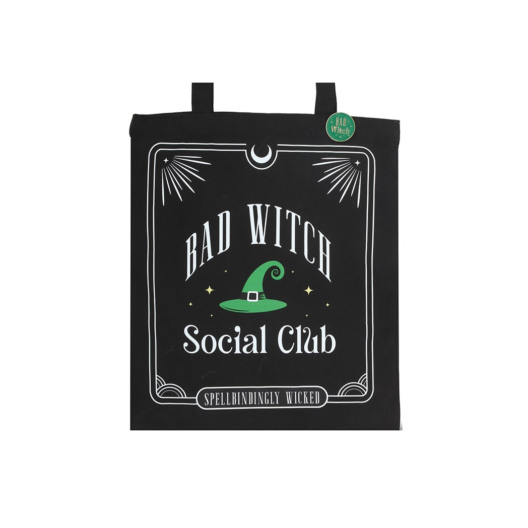 Bad Witch Social Club Polycotton Tote Bag with Pin Badge