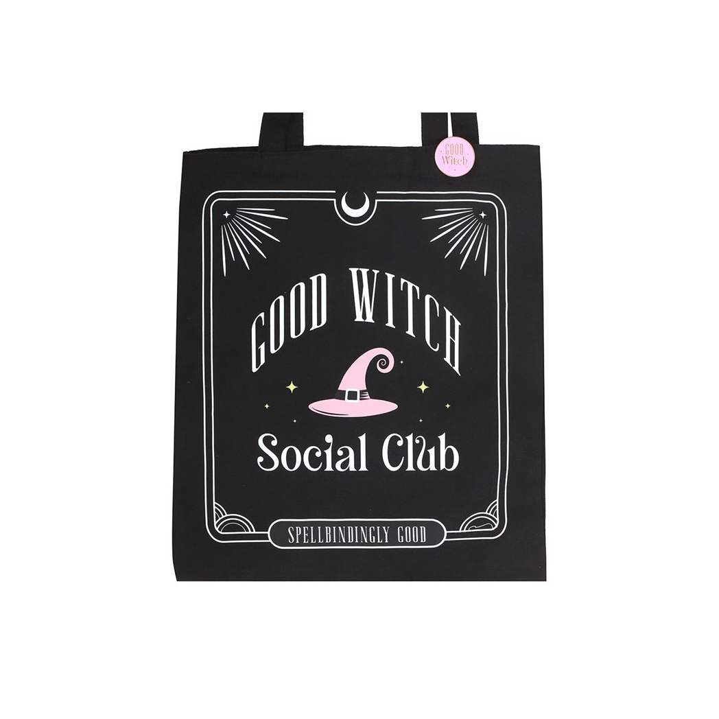 Good Witch Social Club Polycotton Tote Bag with Pin Badge