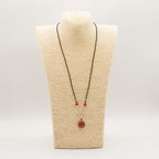 Cord Necklace Gemstone Pendant - Carnelian Sun Face