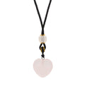 Cord Necklace Gemstone Pendant - Rose Quartz Heart