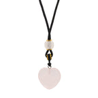 Cord Necklace Gemstone Pendant - Rose Quartz Heart